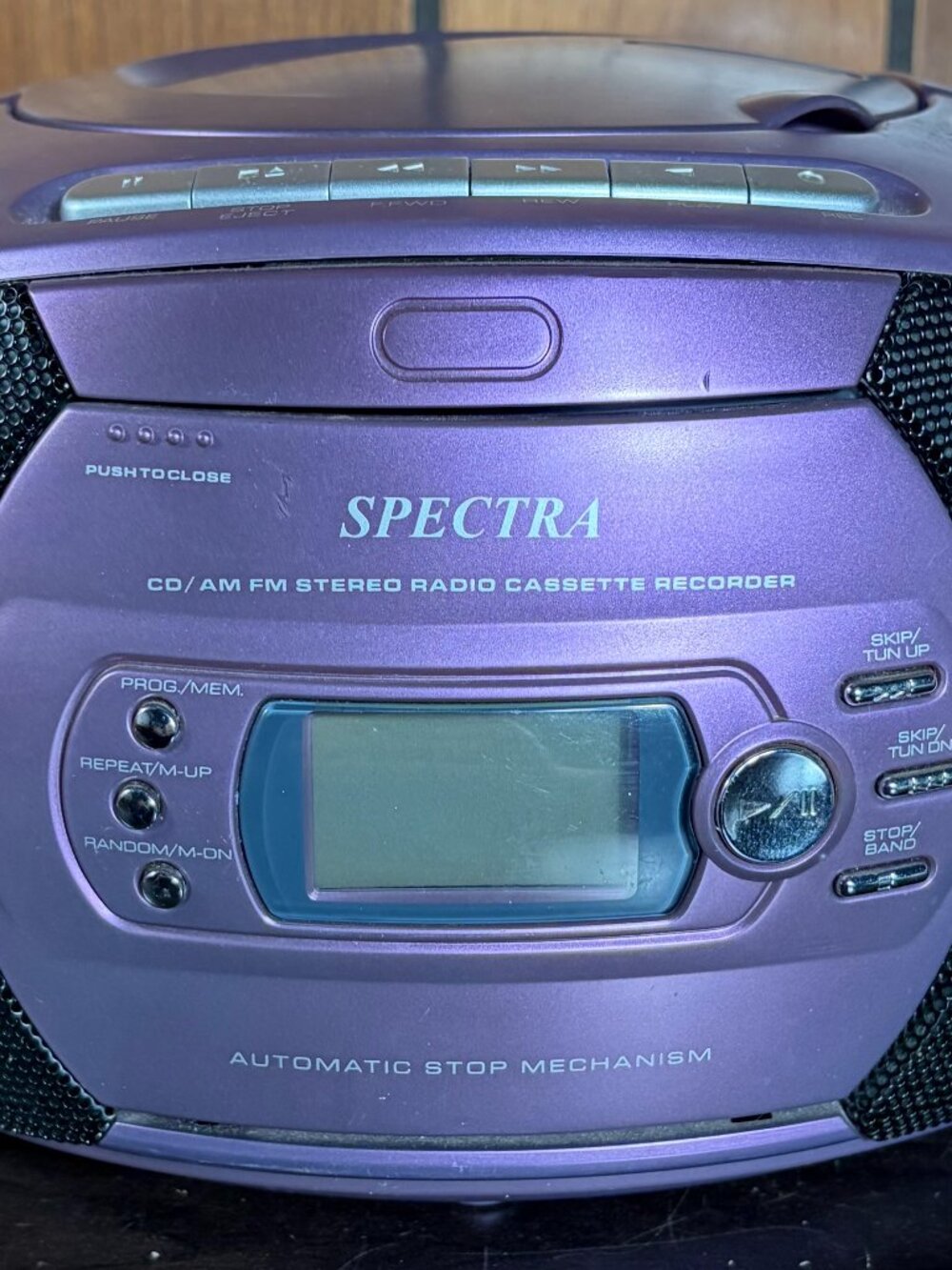 Vintage Y2K Purple Spectra Portable CD/AM/FM Stereo Cassette Recorder Boombox